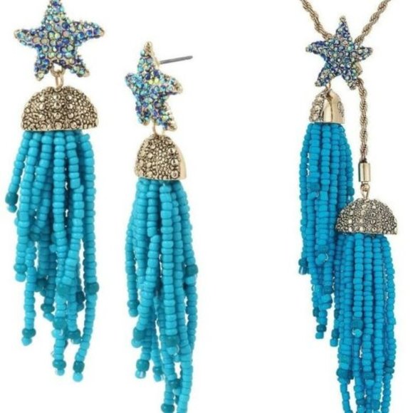 Betsey Johnson Starfish Necklace & Earrings - Picture 1 of 12
